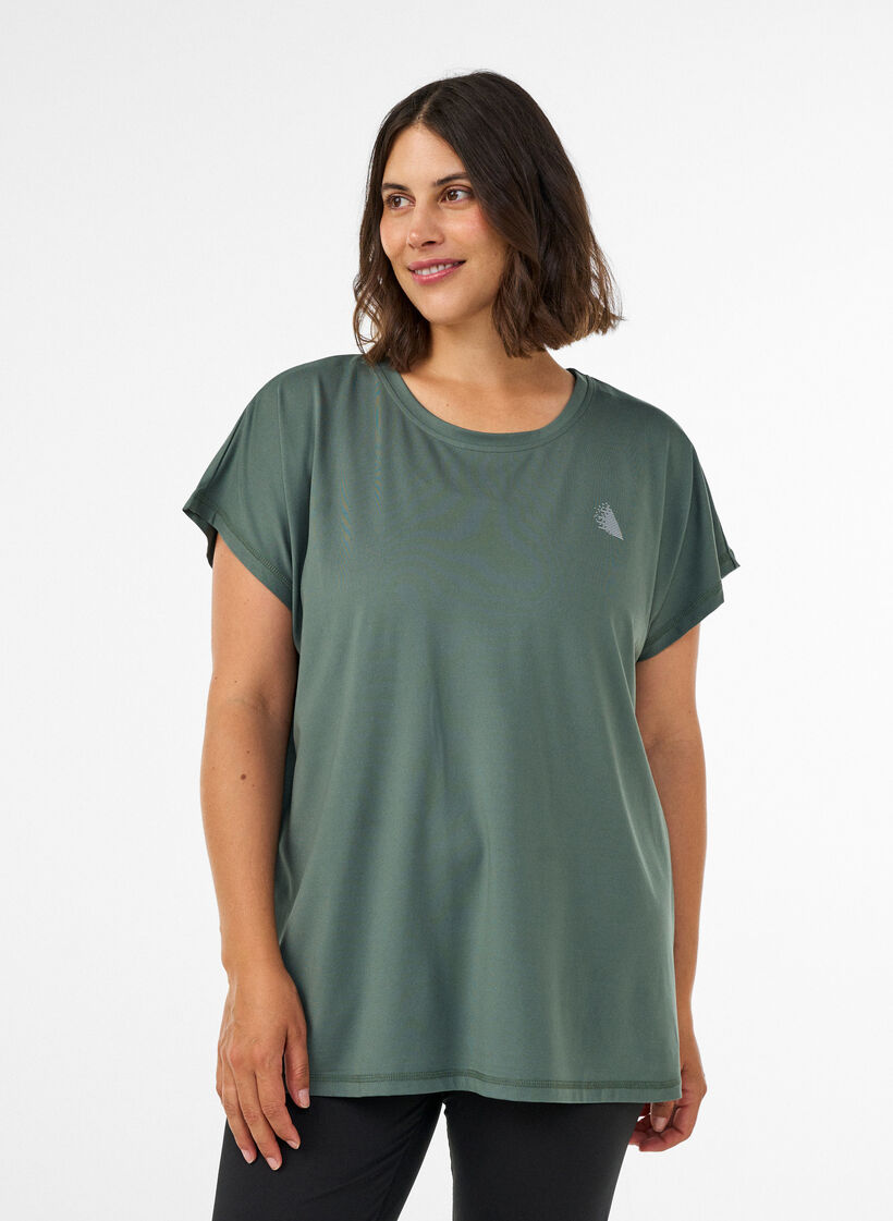 Effen gekleurd trainingsshirt, Groen, Model image number 0