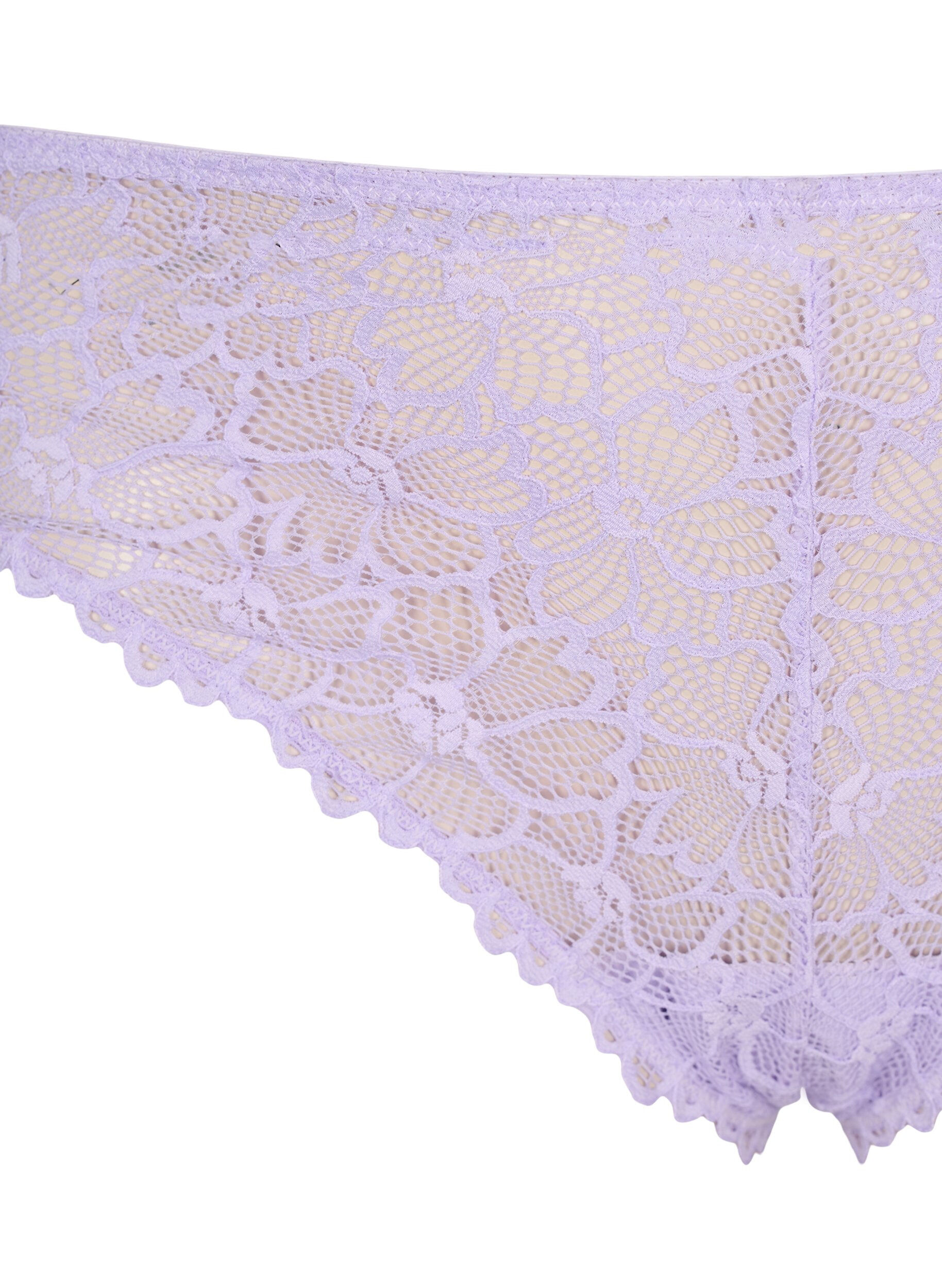 ZizziString van gebloemde kant met normale taille, Paars, Packshot image number 2