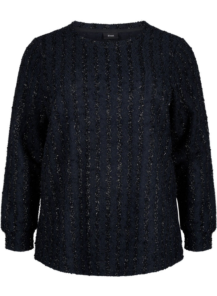 Blouse met glanzende structuur, Zwart, Packshot image number 0