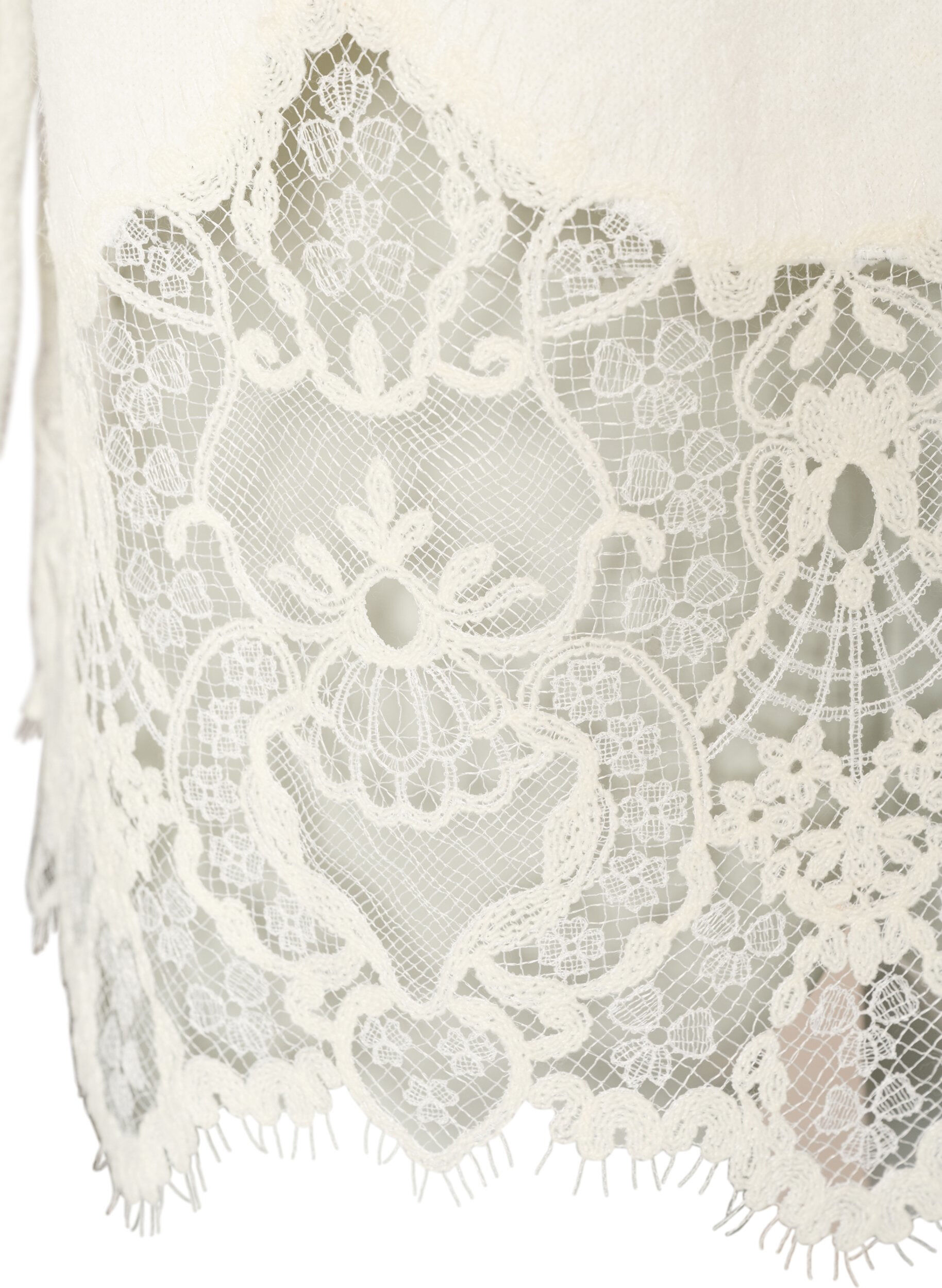 ZizziGebreide blouse met raglanmouwen en een brede kanten rand, Beige, Packshot image number 4