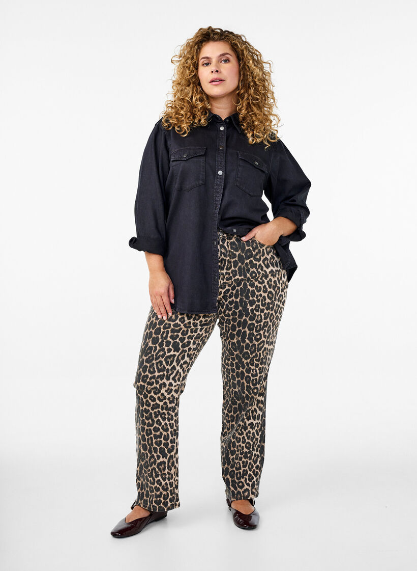 Denim shirt met borstzakken, Zwart, Model image number 1