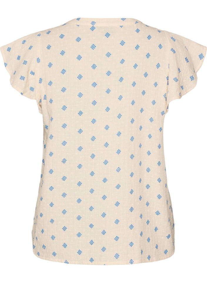 Mouwloze blouse met gehaakte afwerking en ruchesdetails, Beige, Packshot image number 1