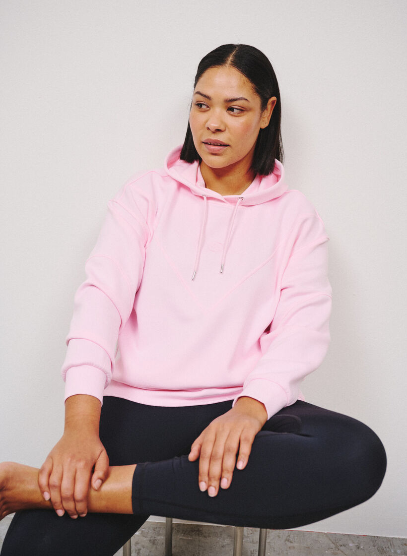 Sportieve scuba hoodie met decoratieve stiksels, Roze, Image image number 0