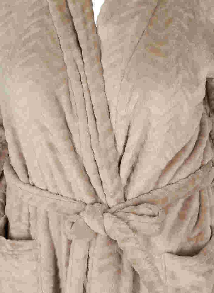 Korte badjas met zakken en patroon, Cuban Sand, Packshot image number 2