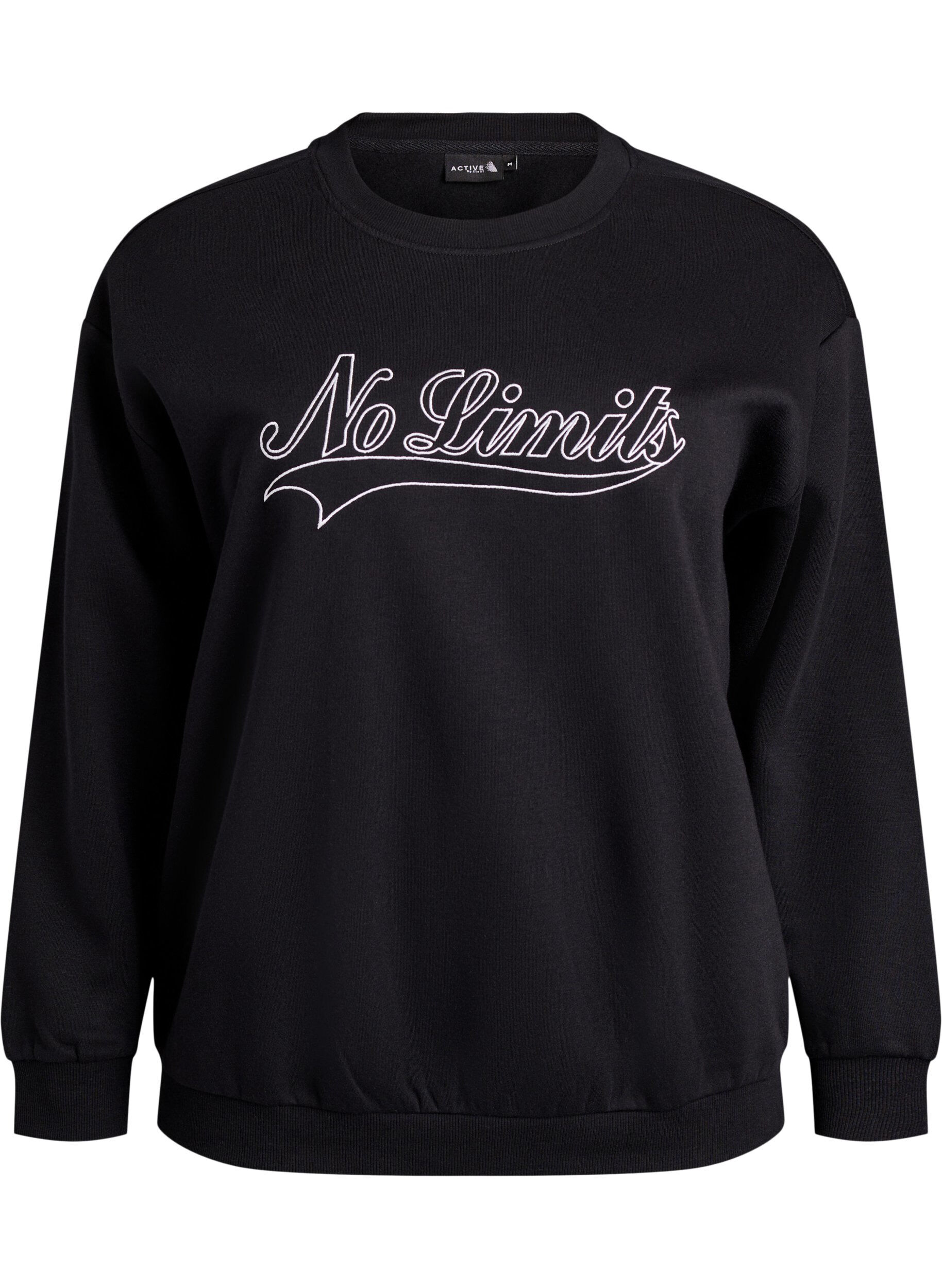 Zizzi Sweatshirt met statementdetail, Zwart, Packshot image number 0