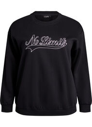 Sweatshirt met statementdetail, Zwart