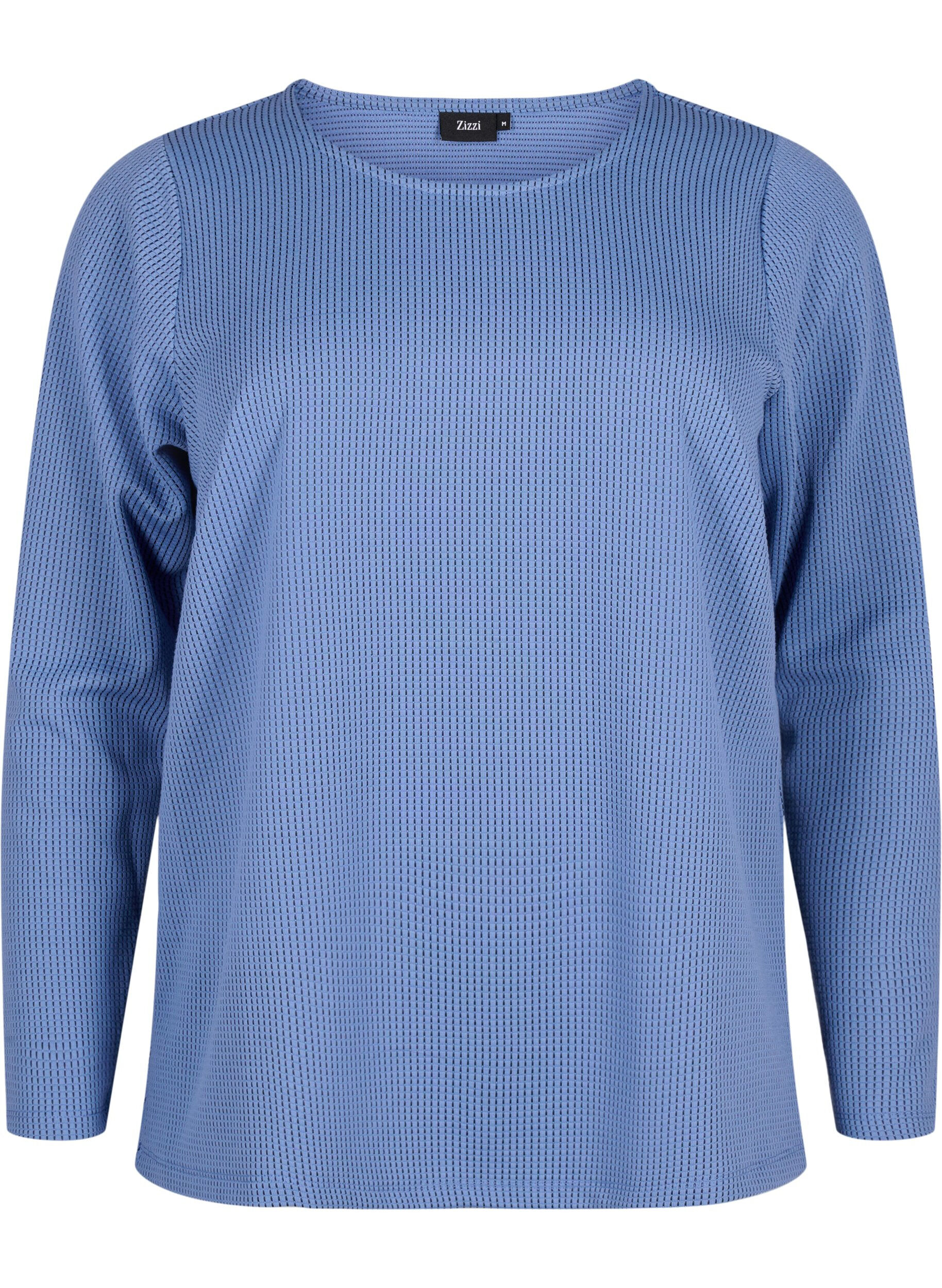 Zizzi A-lijn blouse met textuur, Quiet Harbor, Packshot image number 0
