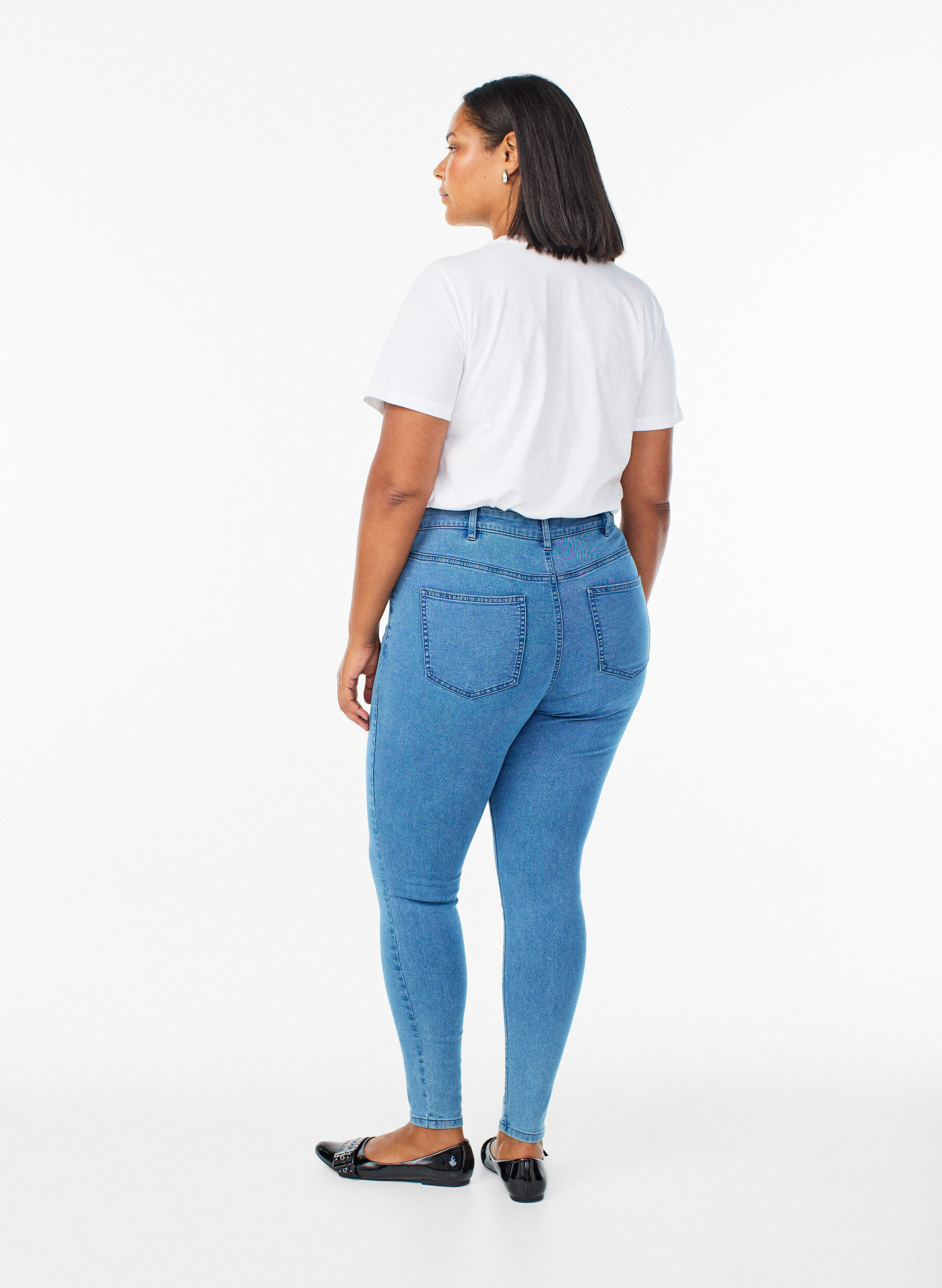 Zizzi Amy super slim fit jeans met hoge taille, Blauw, Model image number 1