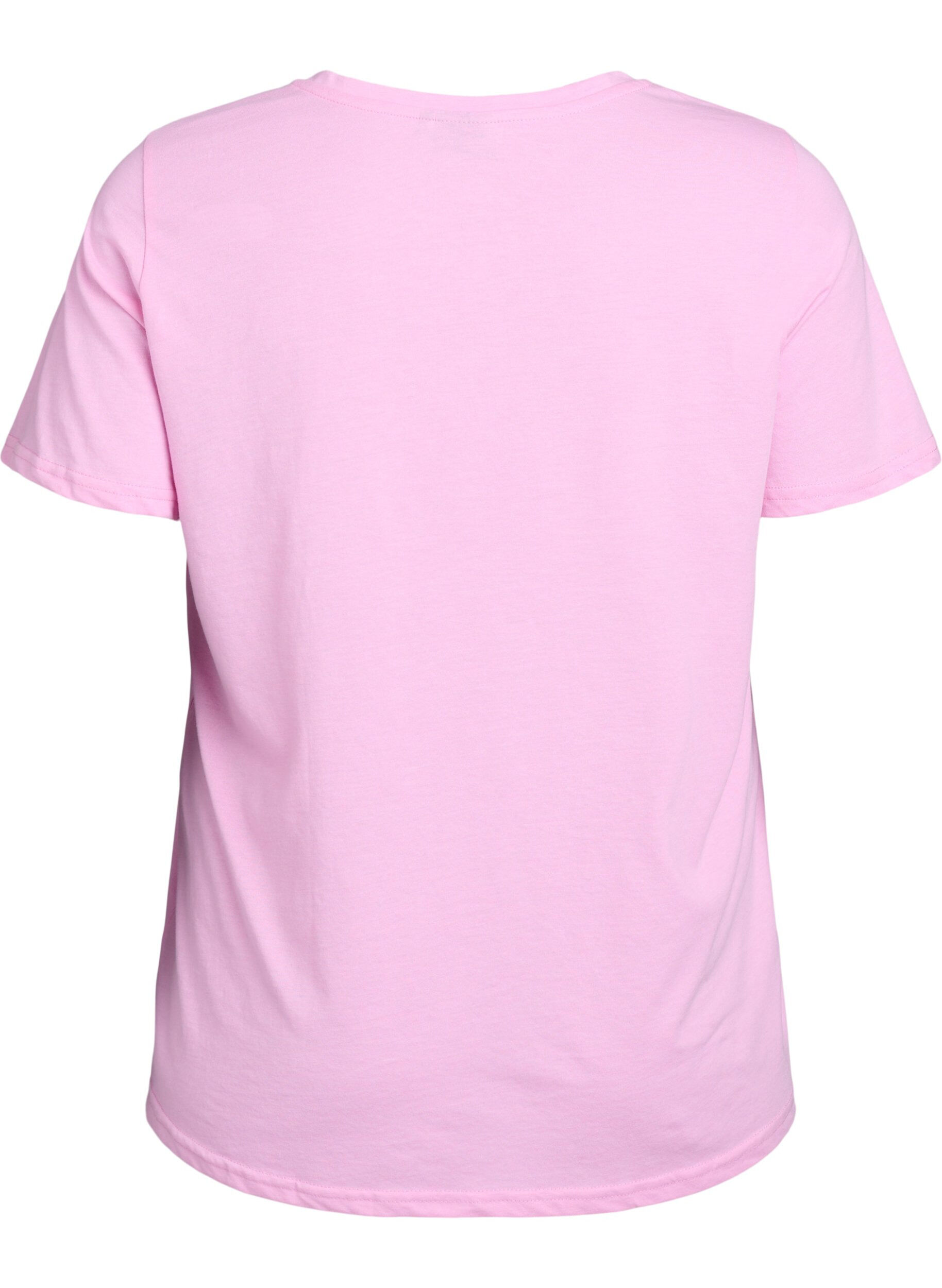 Zizzi T-shirt met korte mouwen en V-hals, Roze, Packshot image number 1