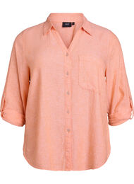Linnen en viscose shirt met 3/4 mouwen, Oranje