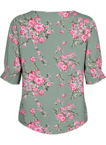 Viscose blouse met knopen, Spray Green Flower, Packshot image number 1