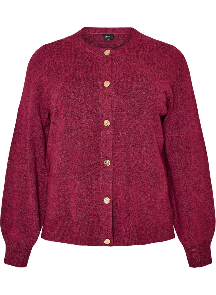 Vest in zacht breisel met goudkleurige knopen, Rood, Packshot image number 0
