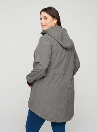 Softshell jas met capuchon en zakken, Medium Grey Melange, Model image number 1