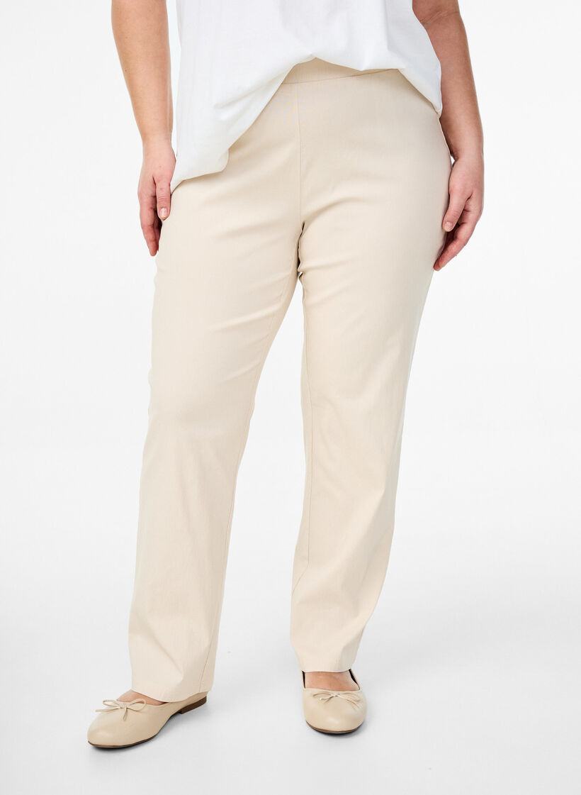 Rekbaar broek van viscose, Beige, Model image number 2