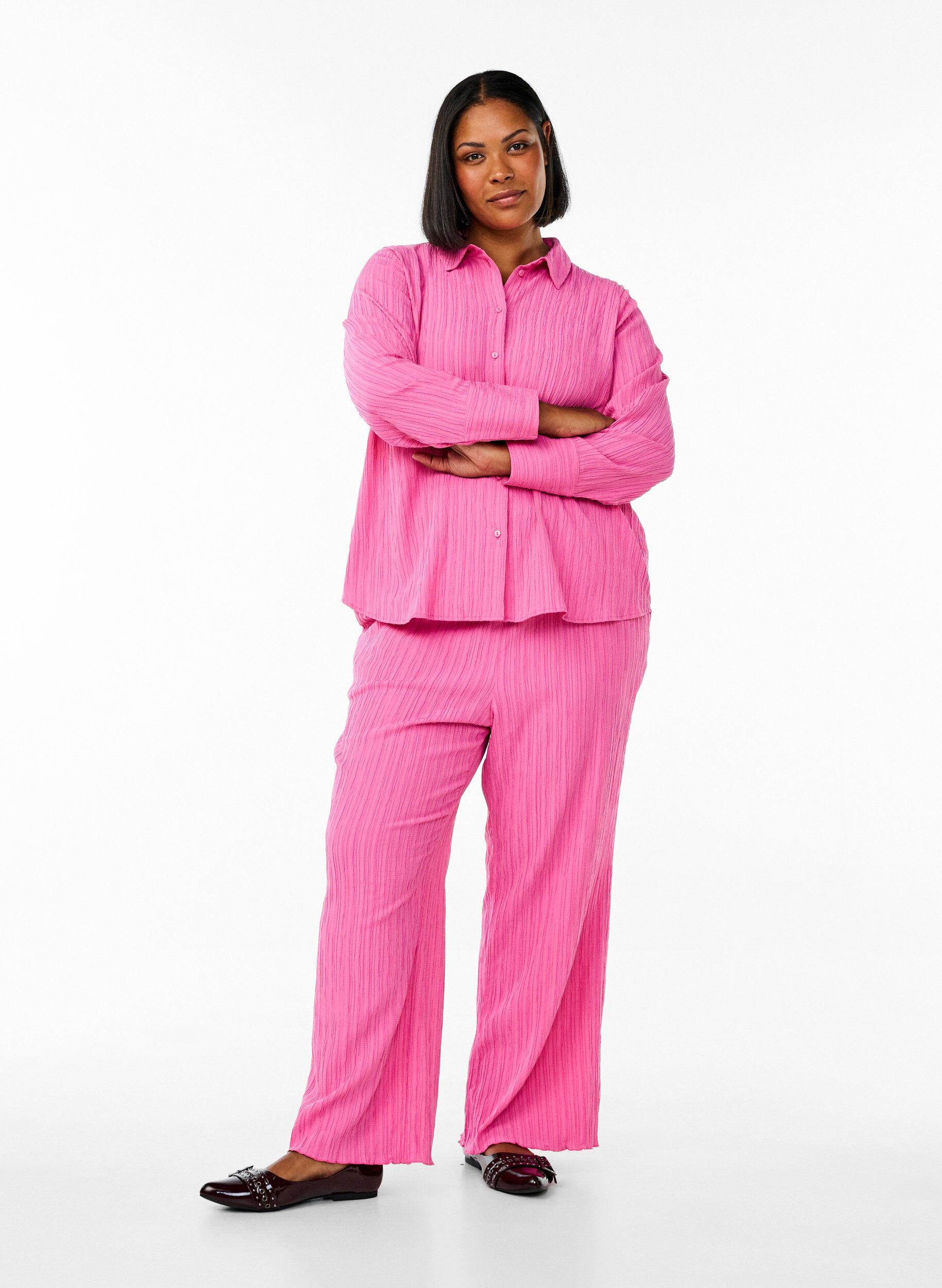 Zizzi FLASH - Shirt met textuur, Roze, Model image number 1