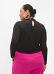 Blouse met kant en lange mouwen, Black, Model image number 1