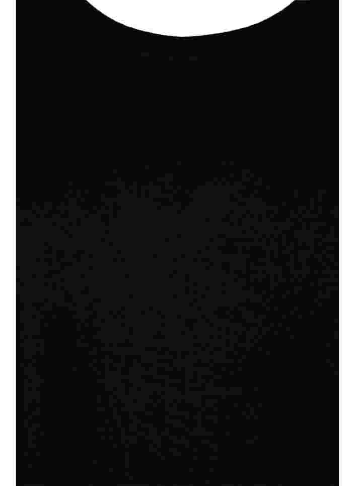 Jurk met lange mouwen en parelmoeren details, Black, Packshot image number 2