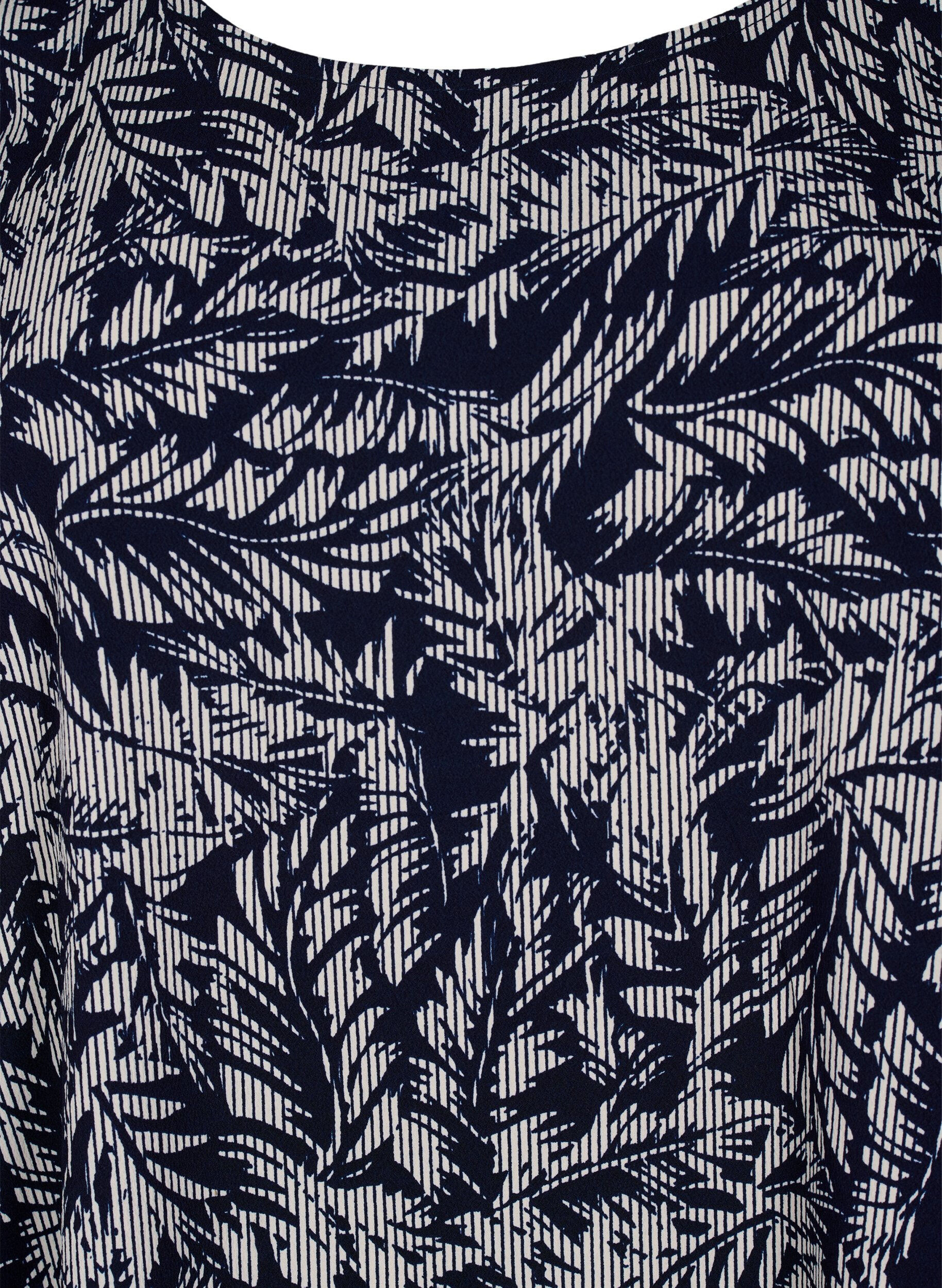 Zizzi FLASH - Blouse met korte mouwen en print, Off White Blue Leaf, Packshot image number 2