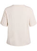 Geweven blouse met korte mouwen en ronde hals, Beige, Packshot image number 1