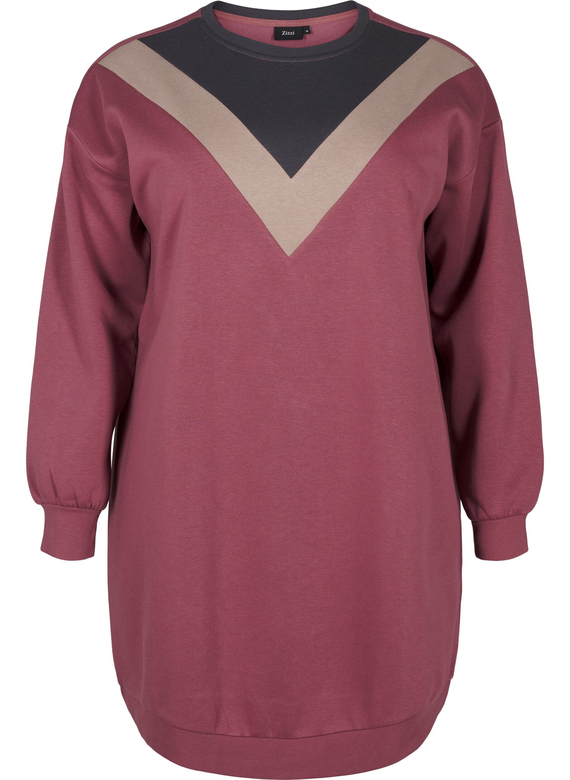 Zizzi Lang sweatshirt met colourblock, Rose B. Color Block, Packshot image number 0