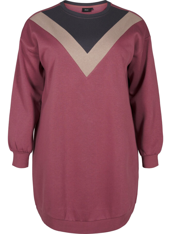 Lang sweatshirt met colourblock, Rose B. Color Block, Packshot image number 0
