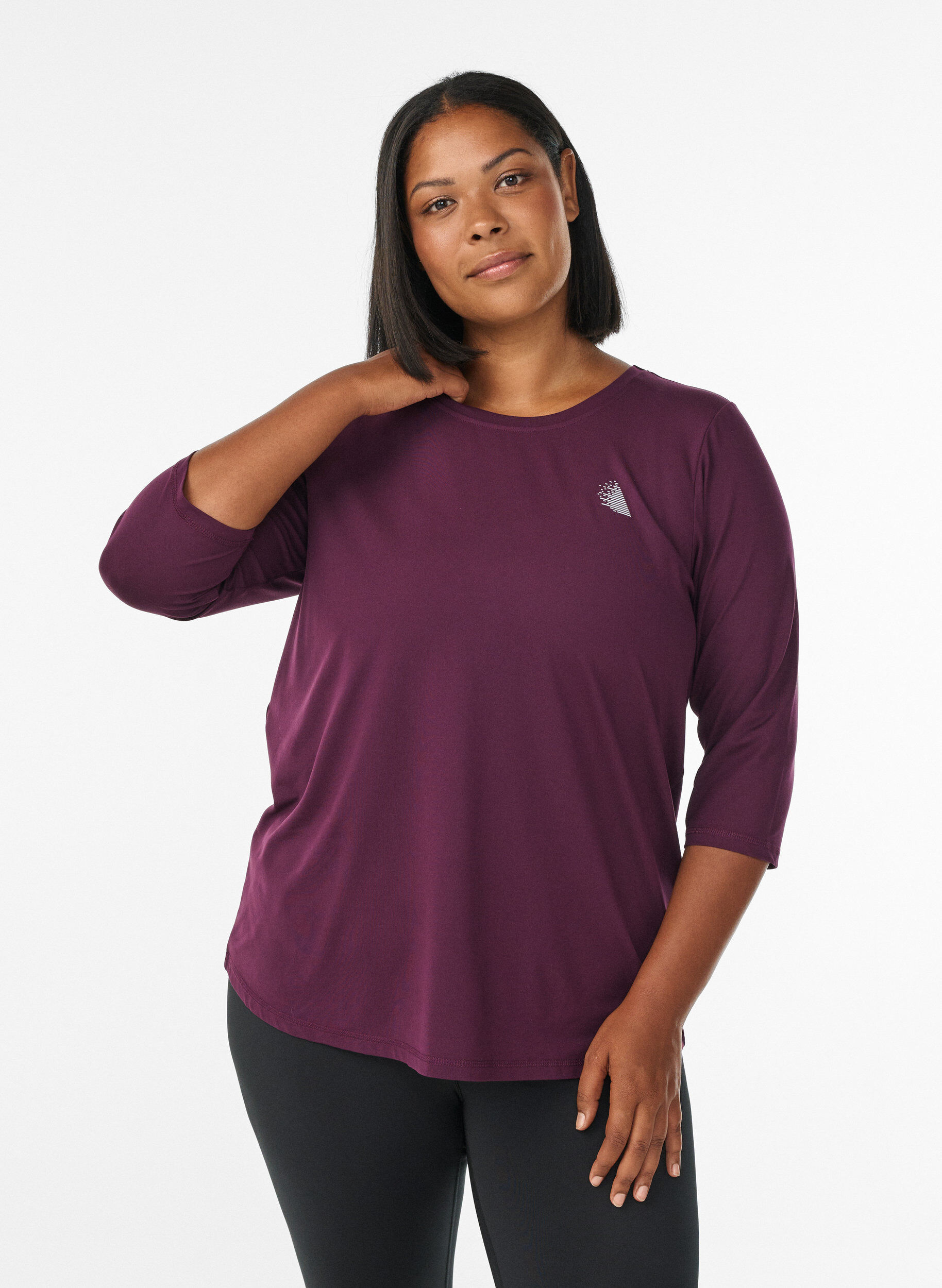 Zizzi Training blouse met 3/4 mouwen, Paars, Model image number 0