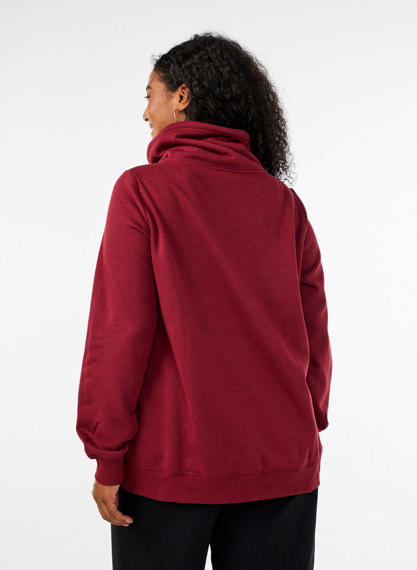 Sweatshirt met hoge kraag en zakken, Rood, Model image number 2