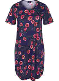Katoenen jurk met korte mouwen en bloemenprint