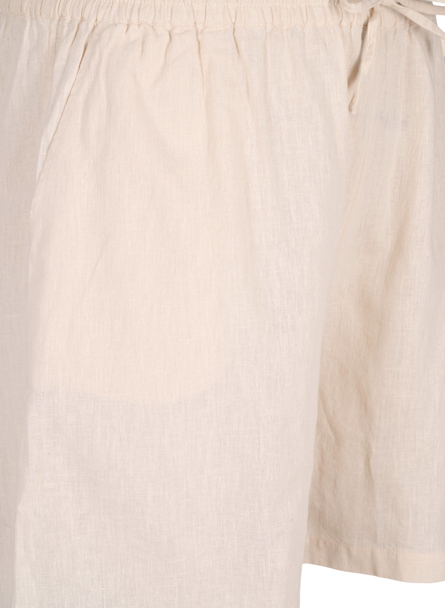 Zizzi Losse korte broek van katoenmix met linnen, Sandshell, Packshot image number 2