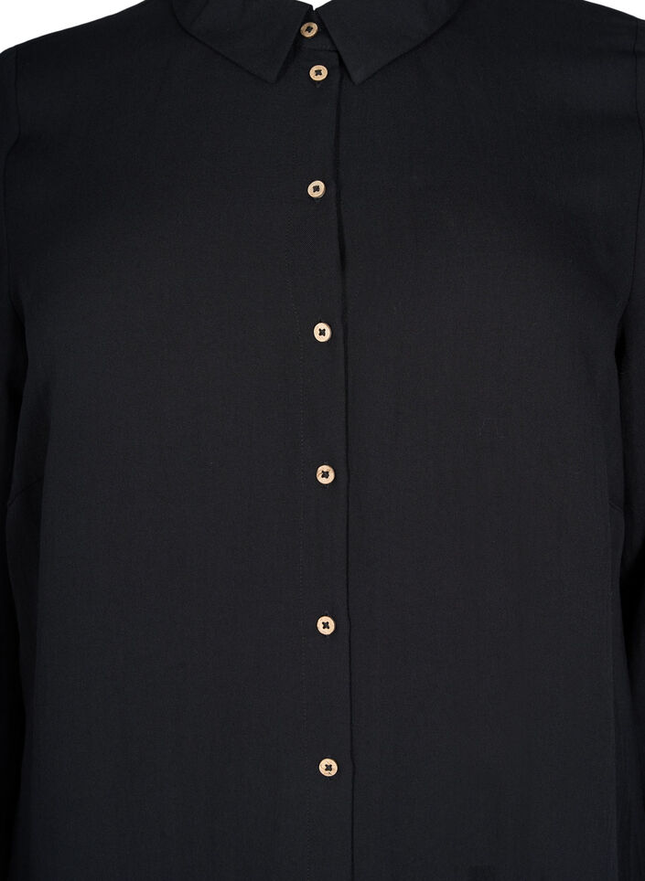 Lang effen overhemd van viscose, Black, Packshot image number 2