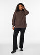Gebreide trui met hoge hals en rits, Bruin, Model image number 1