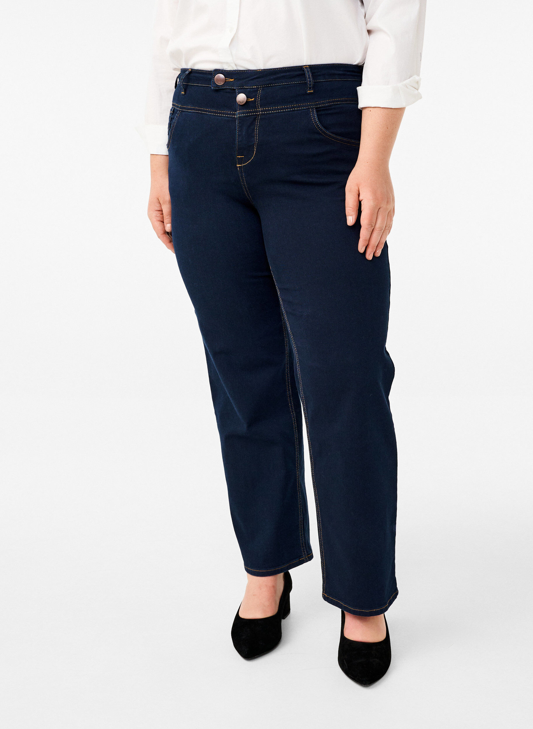 Zizzi Regular fit Gemma jeans met hoge taille, Blauw, Packshot image number 2