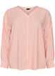Blouse in linnen en viscose met V-hals, Oranje, Packshot image number 0