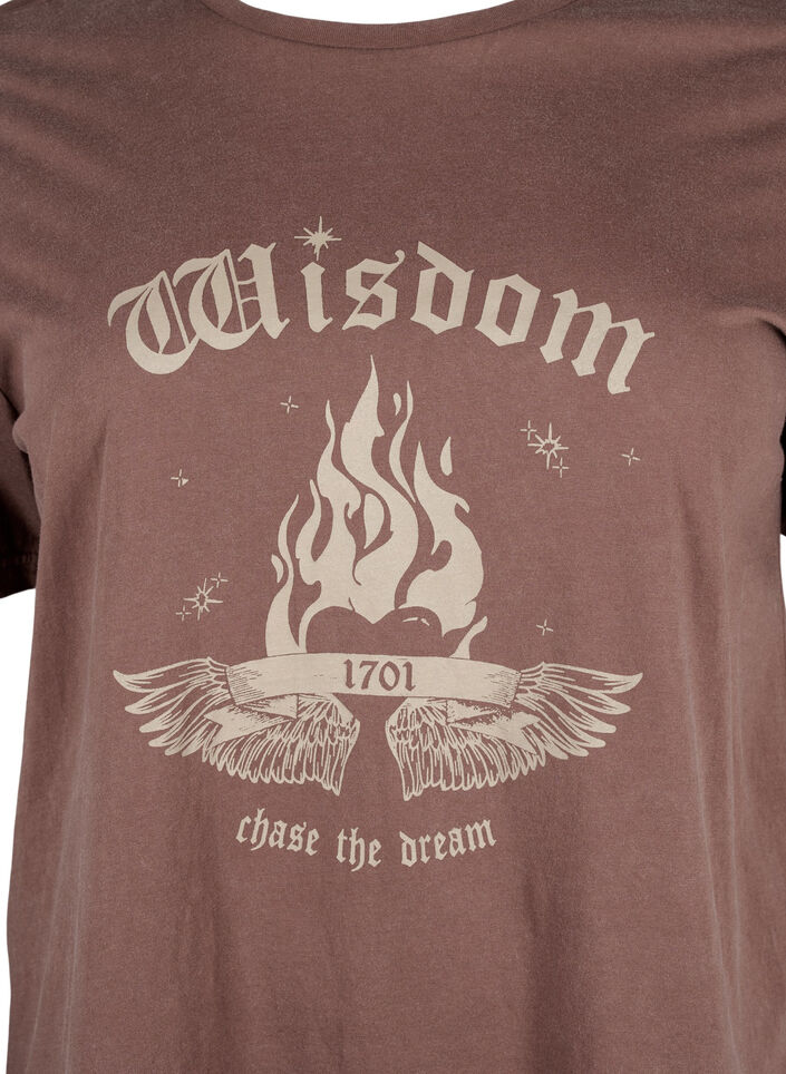 T-shirt van biologisch katoen met print, Bruin, Packshot image number 2