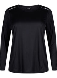 Trainingsblouse met lange mouwen en reflecterende details, Black