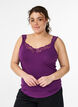 Viscose top met kanten rand, Paars, Model image number 0