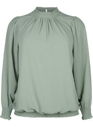 Effen smok blouse met lange mouwen, Green Bay