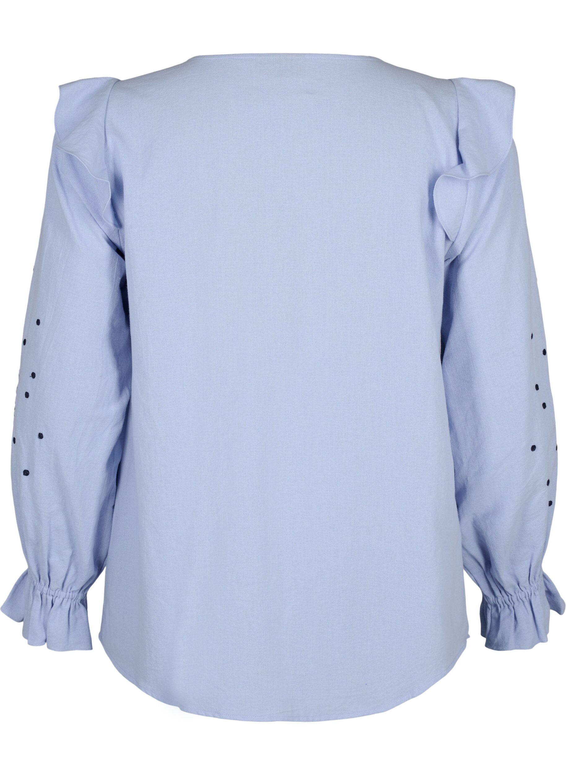 Zizzi Katoenen blouse met borduursel en ruches, Blauw, Packshot image number 1