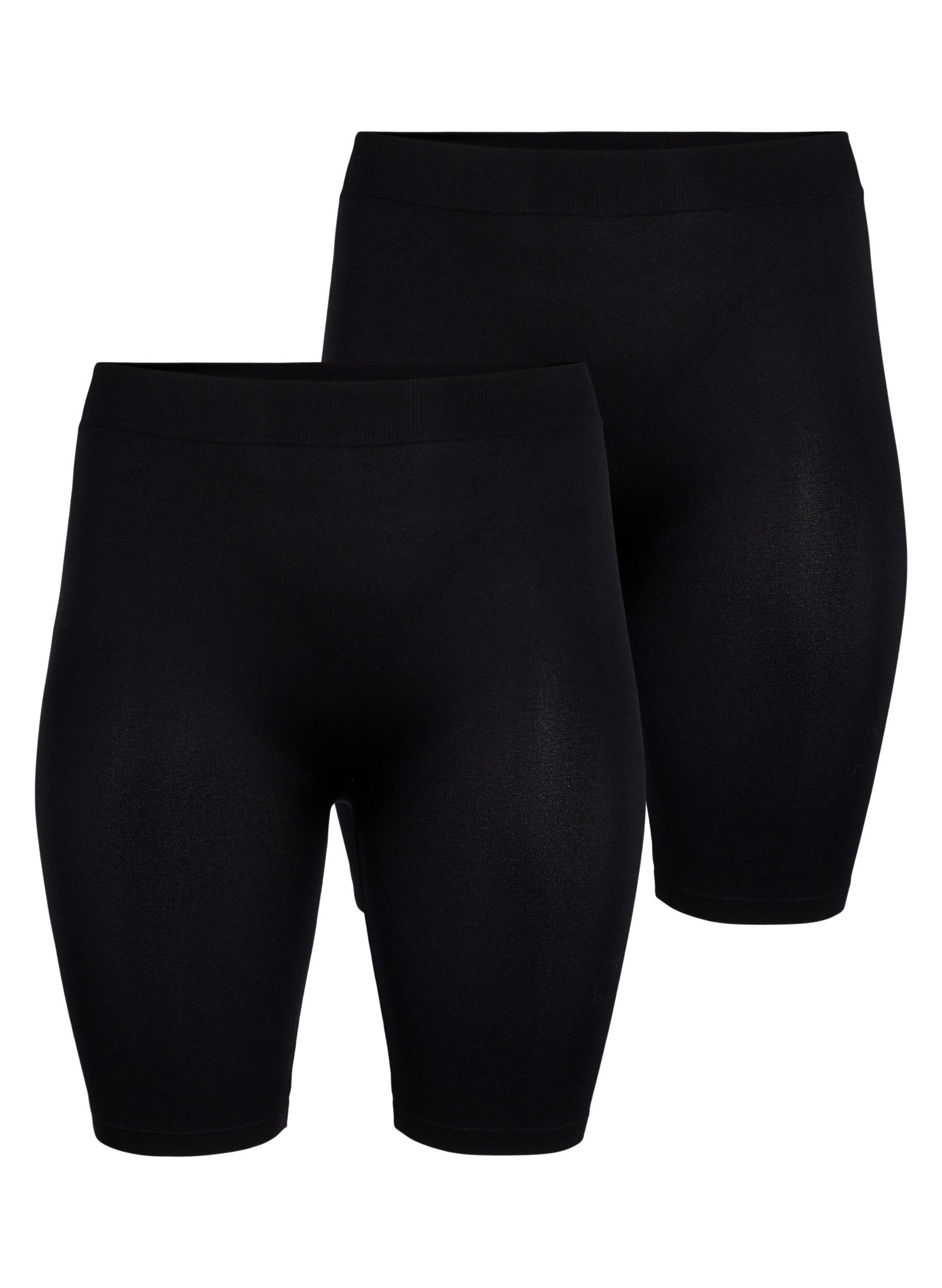 Zizzi 2-pack naadloze eenvoudige korte broek, Black, Packshot image number 0