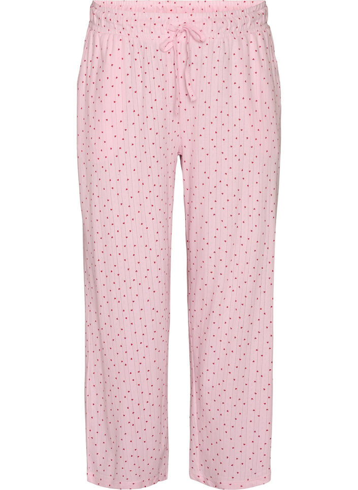 Organisch katoenen pyjamabroek met oogjesborduurwerk, Roze, Packshot image number 0