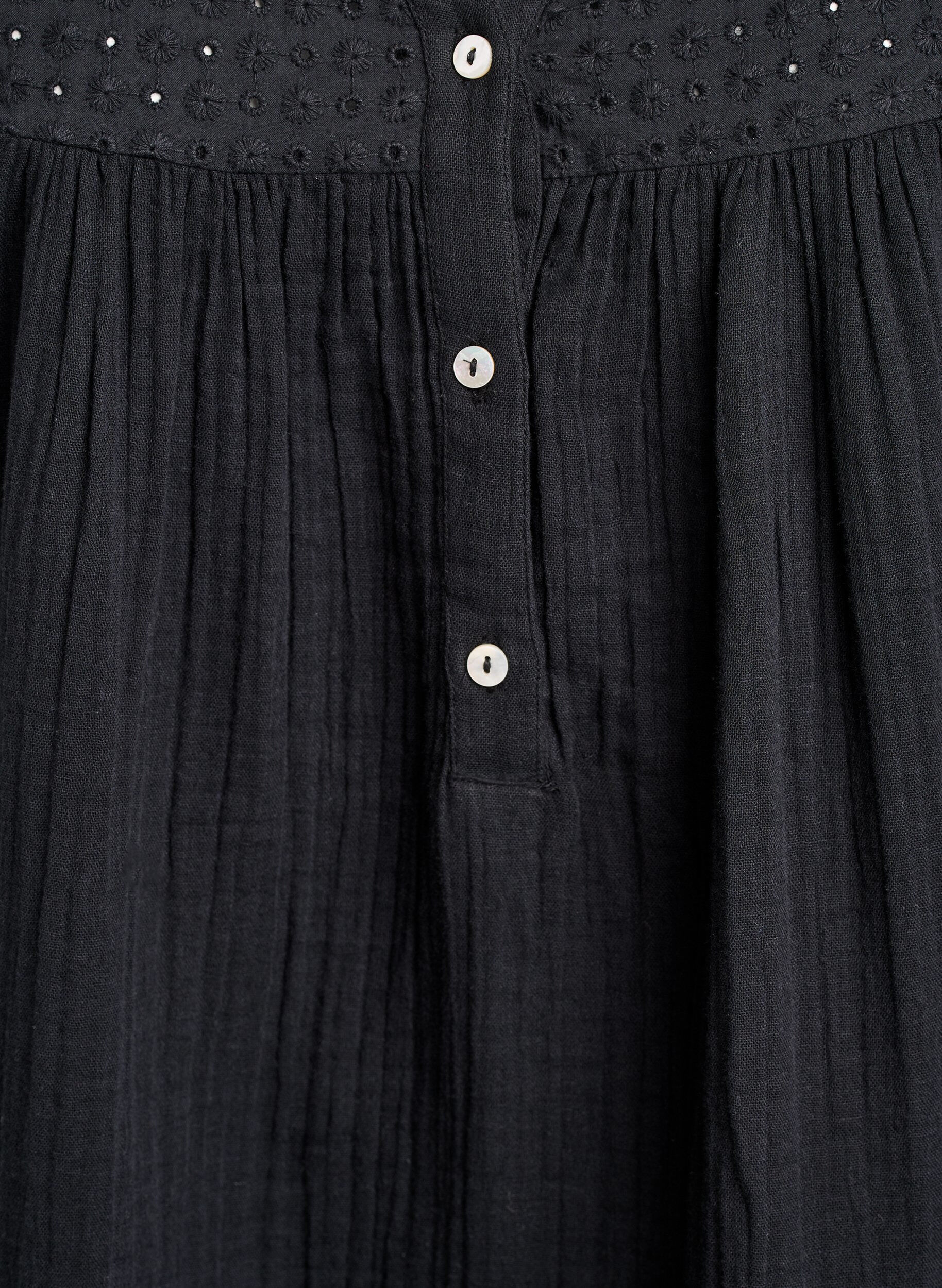ZizziBlouse in katoenen mousseline met broderie anglaise, Zwart, Packshot image number 2