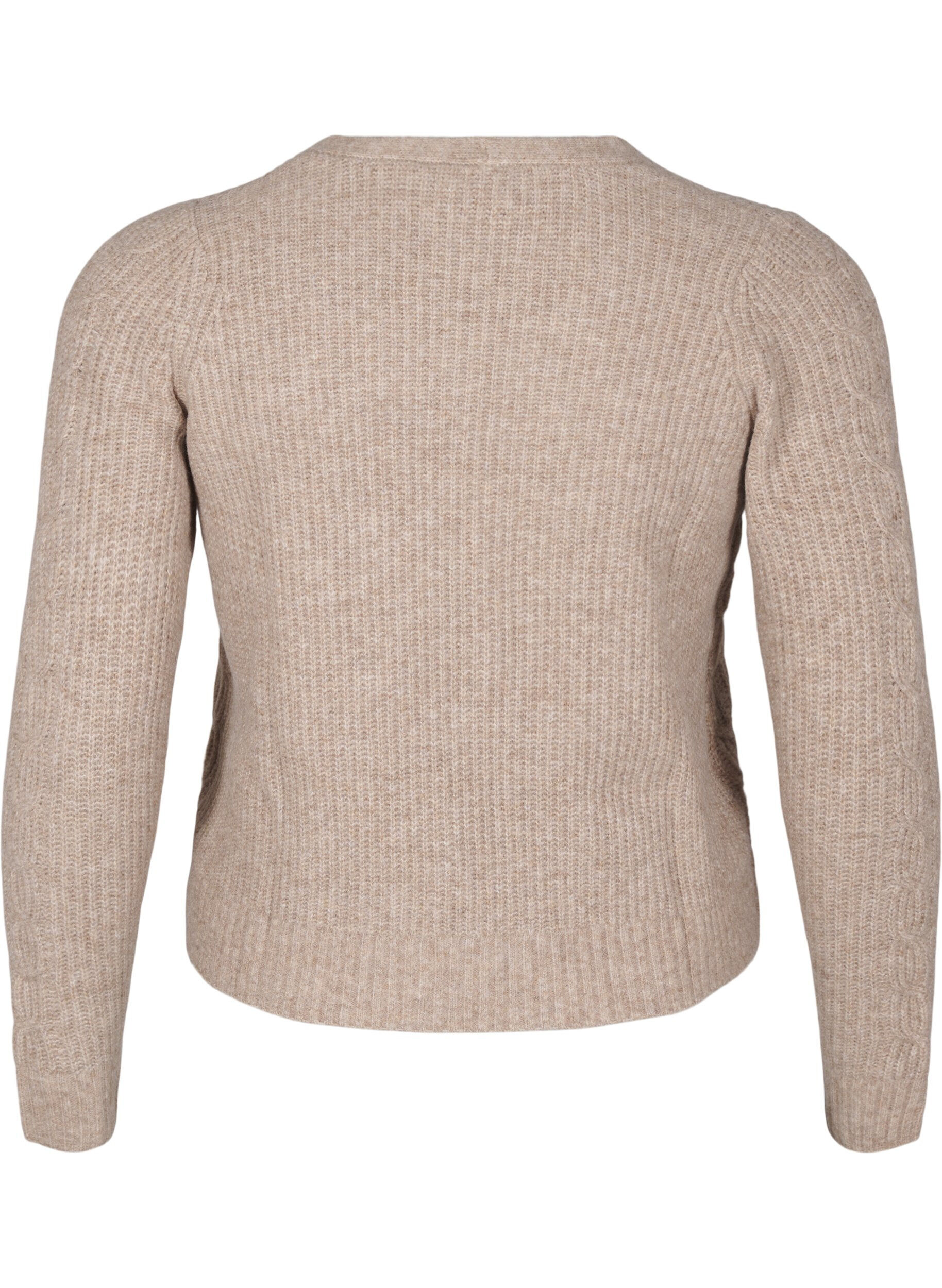Zizzi Gebreid vest met strikdetails, Simply Taupe Mel., Packshot image number 1