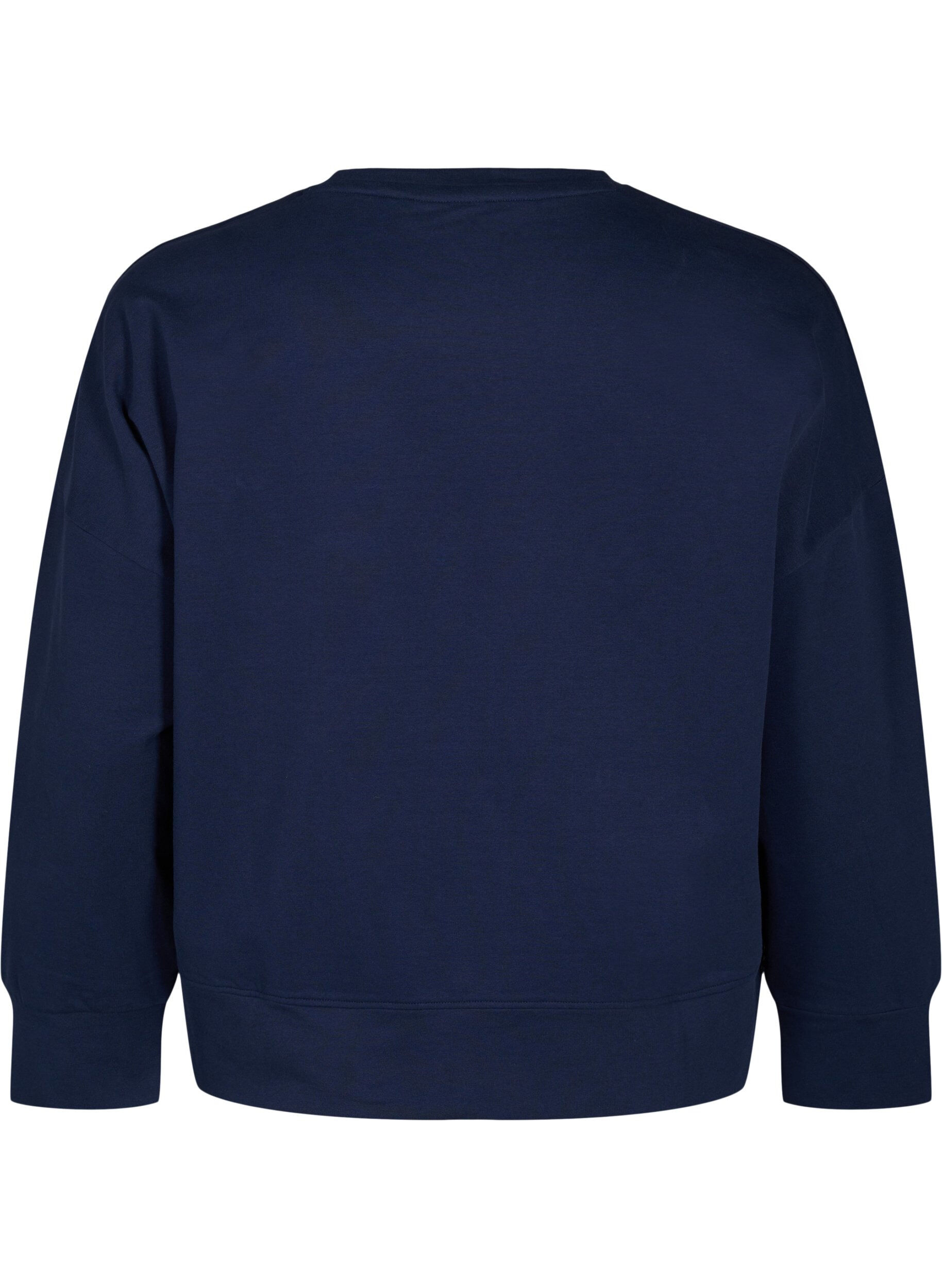 Zizzi Sweatshirt met verhoogde tekstdesign, Blauw, Packshot image number 1