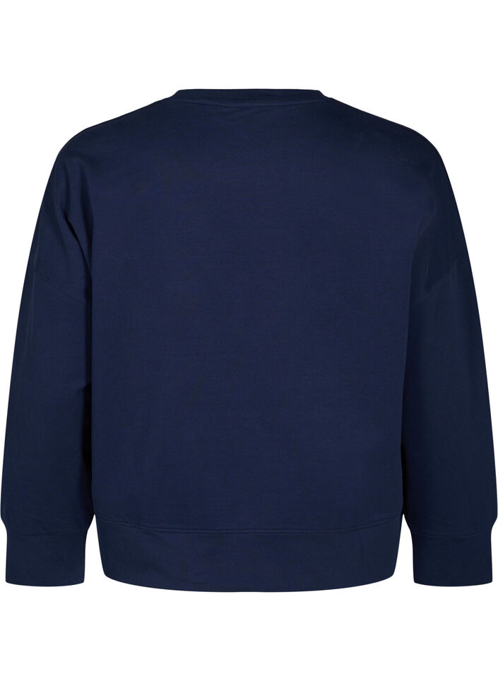 Sweatshirt met verhoogde tekstdesign, Blauw, Packshot image number 1