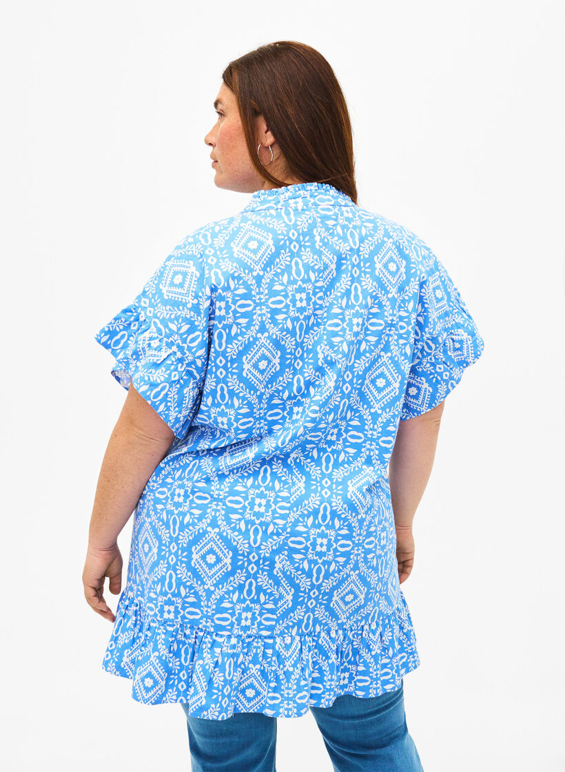 Gebloemde katoenen tuniek, Marina Flower AOP, Model image number 1