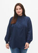 Blouse met ruche kraag en lange mouwen, Dress Blues, Model image number 0