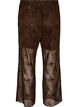 Mesh broek met bloemenborduursels en pailletten, Bruin, Packshot image number 1