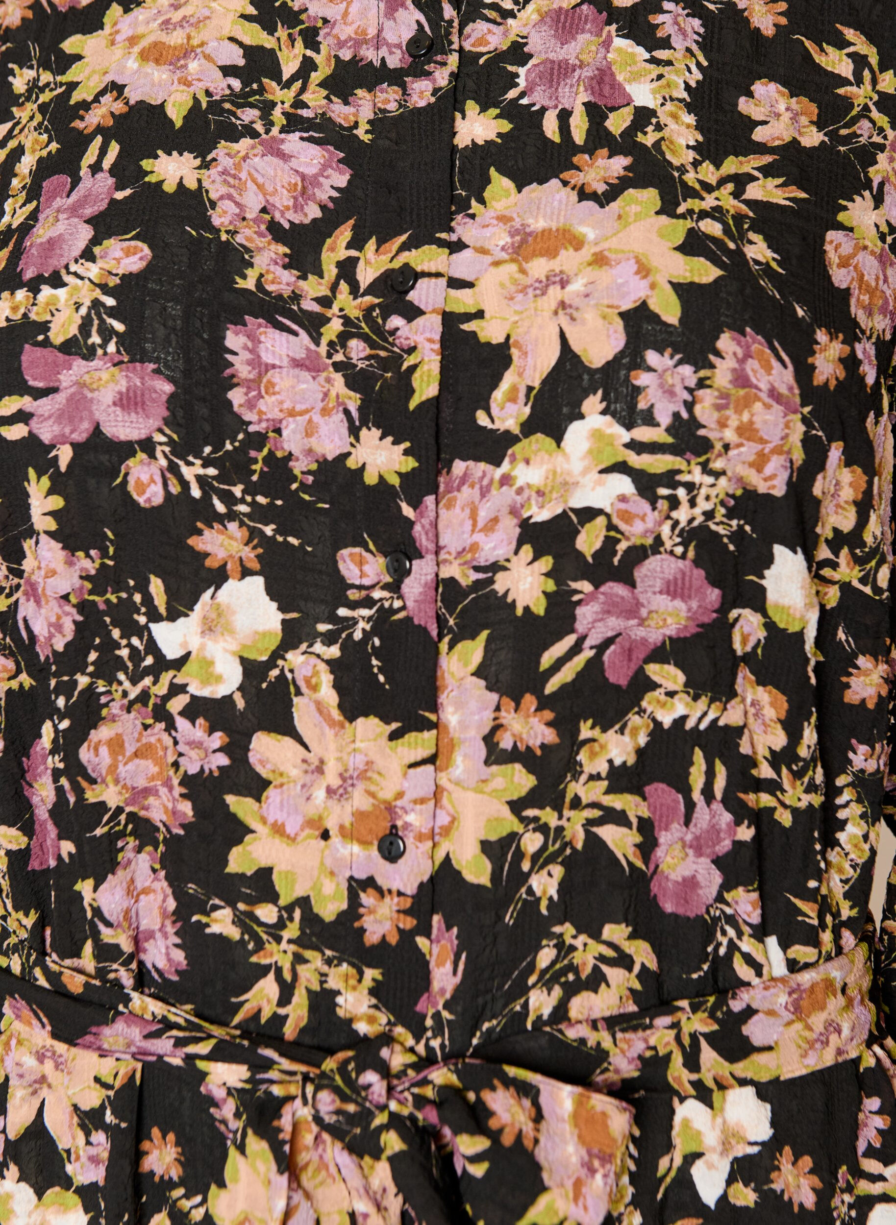 ZizziMidi-jurk met bloemenprint en afneembare strikceintuur, Zwart, Packshot image number 2