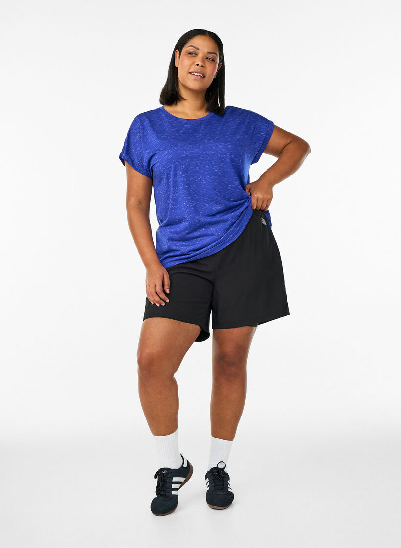 Los workout T-shirt met korte mouwen, Paars, Model image number 1