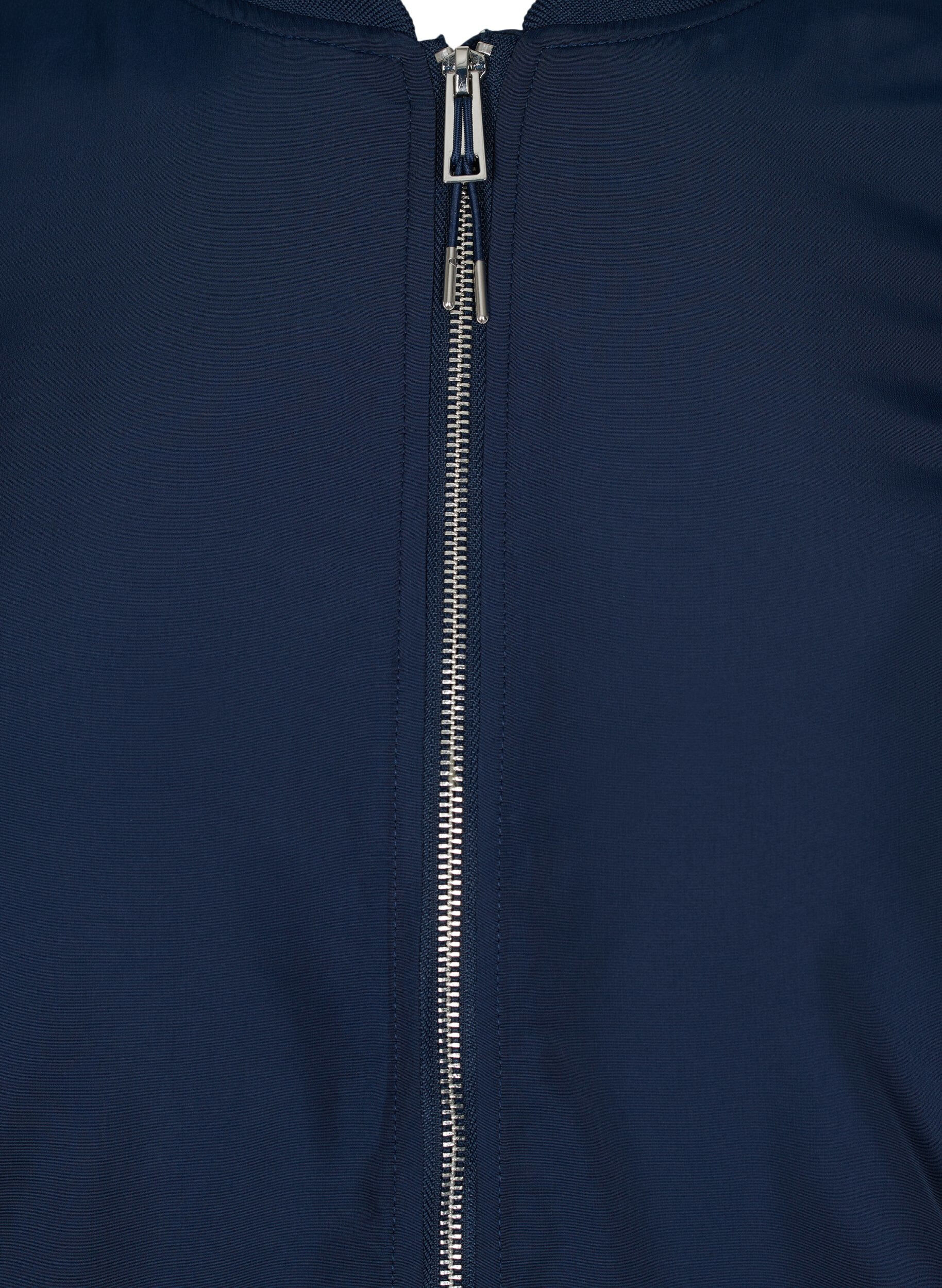Zizzi Lange bomberjack met zakken, Navy Blazer, Packshot image number 2